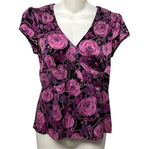 NANETTE LEPORE Silk Floral Blouse 6